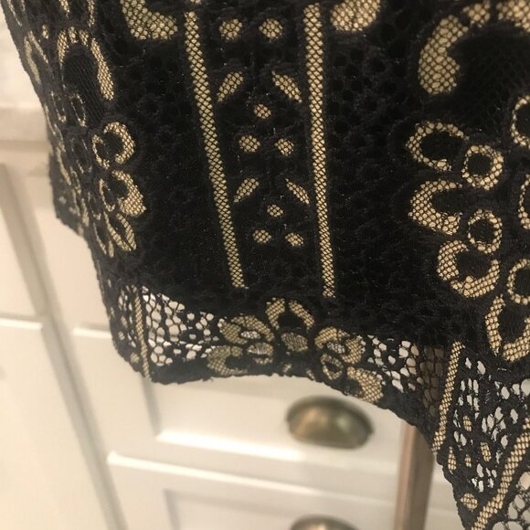 Calessa Shirt Womens Large Black Beige Lace Tunic V Neck Lined Bohemian Western - Picture 3 of 9